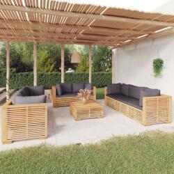 vidaXL Set mobilier grădină cu perne, 9 piese, lemn masiv de tec (3100874) - vidaxl