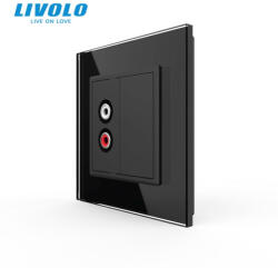 LIVOLO Priza simpla Audio RCA cu panou sticla crystal Livolo (VL-FCAU-1BP-P7E)
