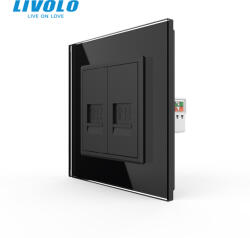 LIVOLO Priza dubla RJ45 retea calculator + retea calculator Livolo (VL-2FCCP-1BP-P7E)
