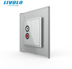 LIVOLO Priza simpla Audio RCA cu panou sticla crystal Livolo (VL-FCAU-1IP-P7E)