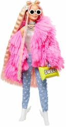Mattel Papusa Barbie, Extra Style, Fluffy Pink Jacket, 30 cm Papusa Barbie