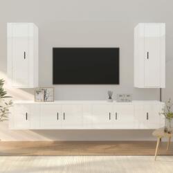 vidaXL 6 részes magasfényű fehér szerelt fa TV-szekrényszett (3188840)