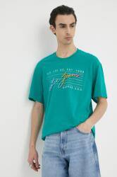 Lee tricou din bumbac culoarea verde, cu imprimeu PPYX-TSM1G9_77X