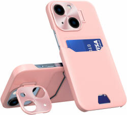 Carcasa Leather Wallet Stand compatibila cu iPhone 14 Plus Pink (9145576269671)