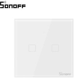 SONOFF Intrerupator dublu cu touch Sonoff T1EU2C, Wi-Fi + RF, Control de pe telefonul mobil