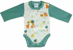  Hosszú ujjú baba body Szafaris mintával (80) - zöld - babyshopkaposvar