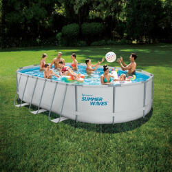 Polygroup Set piscina ovala Elite Frame 4, 88 m x 3, 05 m x 1, 07 m cu cadru metalic Summer Waves (P7161042F) Piscina