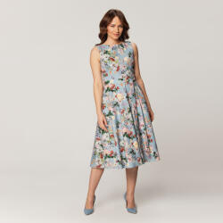 Willsoor Elegáns női világoskék ruha színes virágos mintával 15060