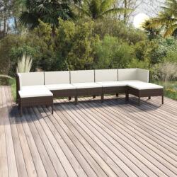 vidaXL Set mobilier de grădină cu perne, 7 piese, maro, poliratan (3094539) - comfy