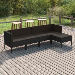 vidaXL Set mobilier de grădină cu perne, 5 piese, negru, poliratan (3094381) - comfy