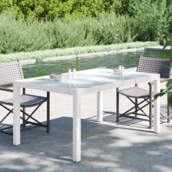 vidaXL Masă de grădină alb 150x90x75 cm sticlă securizată & poliratan (316709) - comfy