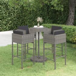 vidaXL Set mobilier bar de grădină cu perne, 5 piese, gri, poliratan (3094776) - comfy