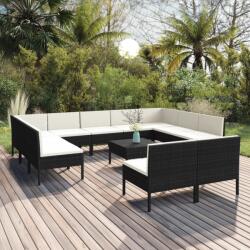 vidaXL Set mobilier de grădină cu perne, 12 piese, negru, poliratan (3094608) - comfy
