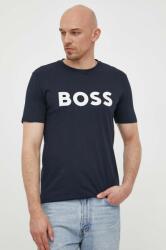 Boss Orange BOSS pamut póló BOSS CASUAL sötétkék, férfi, nyomott mintás - sötétkék XL