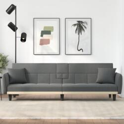 vidaXL Canapea extensibilă cu suporturi de pahar, gri închis, textil (351870) Canapea
