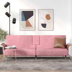 vidaXL Canapea extensibilă cu suporturi de pahare, roz, catifea (351853) Canapea