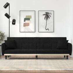 vidaXL Canapea extensibilă cu suporturi de pahare, negru, textil (351871) Canapea