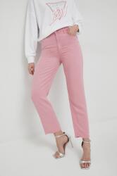 Guess pantaloni femei, culoarea roz, drept, high waist 9BYY-SPD03I_30X