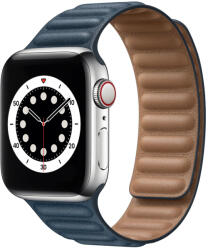 Apple Watch 3/4/5/6/7/8/SE 38/40/41mm sötétkék Loop Leather bőr óraszíj mágneses