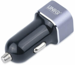 Uniq Autós szivargyújtós töltő micro-USB kábellel fekete színben 2.4A