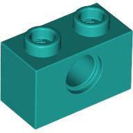 LEGO® 3700c39 - LEGO sötét türkiz technic kocka 1 x 2 méretű, lyukkal (3700c39)