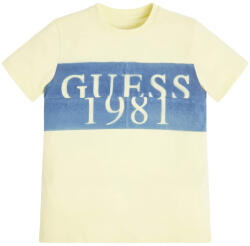 GUESS Тениска с къс ръкав в цвят лайм за момче с цветен надпис Guess