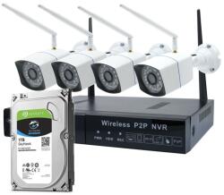 PNI Pachet Kit supraveghere video PNI House WiFi550 NVR si 4 camere wireless, 1.0MP cu HDD 1tb inclus (PNI-WF550-1TB) - eldaselectric