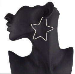 62 mm csillag alakú fülbevaló, ezüst színű nemesacél női fülbevaló