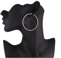 50 mm karika fülbevaló, ezüst színű női nemesacél fülbevaló