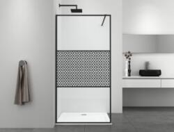 Sanotechnik SMART zuhanyfal, részben mintás üveggel, matt fekete, 100 cm (DC100B)