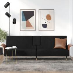 vidaXL Canapea extensibilă cu suporturi de pahare, negru, catifea (351854) Canapea
