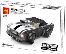 WANGE Supercar fekete/fehér gyorsasági autó | 187 db építőkocka | lego-kompatibilis építőjáték | WANGE 2881 (2881)