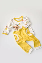 BabyCosy Set bluzita cu maneca lunga si pantaloni lungi, 100% bumbac organic, BabyCosy, Galben (BC-CSY2009)