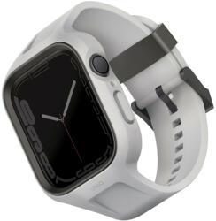 Apple Watch 1-6, SE (44 mm) / Watch 7-8 (45 mm), Műanyag + szilikon védőkeret, szíjjal, közepesen ütésálló, Uniq Monos, szürke - tok-shop