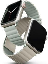 Apple Watch 1-6, SE (42 / 44 mm) / Watch 7-8 (45 mm) / Watch Ultra (49 mm), szilikon pótszíj, mágneses zár, kétszínű, két oldalas, megfordítható, Uniq Revix, zsálya/szürke - tok-shop