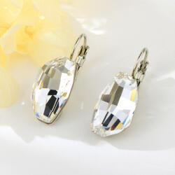  Platinával bevont modern, sokszögű fülbevaló áttetsző Swarovski kristállyal (0441. ) (A500360E-005)