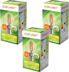 ECOPLANET Set 3 Buc - Bec LED G45 glob mic sferic filament Ecoplanet Vintage, E14, 4W (40W), 460 LM, E, lumina calda 3000K, Transparent Ambra Auriu (ECO-0304X3)