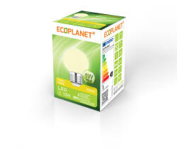 ECOPLANET Bec LED Ecoplanet glob mic alb G45, E27, 1W (10W), 80 LM, G, lumina calda 3000K, Mat (ECO-0193)