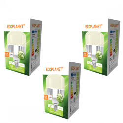 ECOPLANET Set 3 Buc - Bec LED Ecoplanet T140 forma cilindrica, E27, 70W (350W), 6650 LM, F, lumina neutra 4000K, Mat (ECO-0309X3)