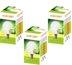 ECOPLANET Set 3 Buc - Bec LED Ecoplanet glob mic G45, E14, 7W (60W), 630 LM, F, lumina calda 3000K, Mat (ECO-0016X3)