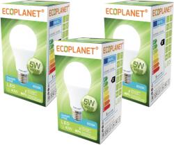 ECOPLANET Set 3 buc - Bec LED Ecoplanet, E27, 5W (40W), 450 LM, F, lumina rece 6500K, Mat (ECO-0001X3)