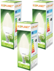 ECOPLANET Set 3 Buc - Bec Led Ecoplanet lumanare C35, E14, 5W (40W), 450LM, F, lumina neutra 4000K, Mat (ECO-0120X3)