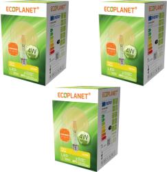 ECOPLANET Set 3 Buc - Bec LED G95 filament Ecoplanet Vintage, E27, 4W (35W), 460 LM, E, lumina calda 3000K, Transparent Ambra Auriu (ECO-0277X3)