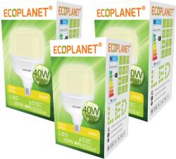 ECOPLANET Set 3 Buc - Bec LED Ecoplanet T120 forma cilindrica, E27, 40W (250W), 3800 LM, F, lumina calda 3000K, Mat (ECO-0204X3)