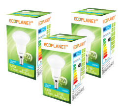 ECOPLANET Set 3 buc - Bec Led Ecoplanet reflector R50, E14, 7W, 60W, 630LM, F, lumina rece 6500K, Mat (ECO-0091X3)