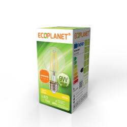 ECOPLANET Bec LED A60 filament Ecoplanet Vintage, E27, 9W (75W), 990 LM, E, lumina calda 3000K, Clar Transparent (ECO-0259)