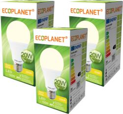 ECOPLANET Set 3 buc - Bec LED Ecoplanet, E27, 20W (150W), 1900 LM, F, lumina calda 3000K, Mat (ECO-0207X3)