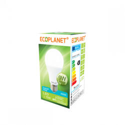 ECOPLANET Bec LED Ecoplanet, E27, 9W (75W), 855 LM, A+, lumina rece 6500K, Mat (ECO-0005)