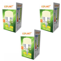 ECOPLANET Set 3 Buc - Bec LED Ecoplanet T140 forma cilindrica, E27, 70W (350W), 6650 LM, F, lumina calda 3000K, Mat (ECO-0310X3)