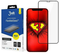 3mk Protection FlexibleGlass Max iPhone 12 Pro Max 6, 7" fekete, hibrid üveg képernyővédő fólia megerősített élekkel